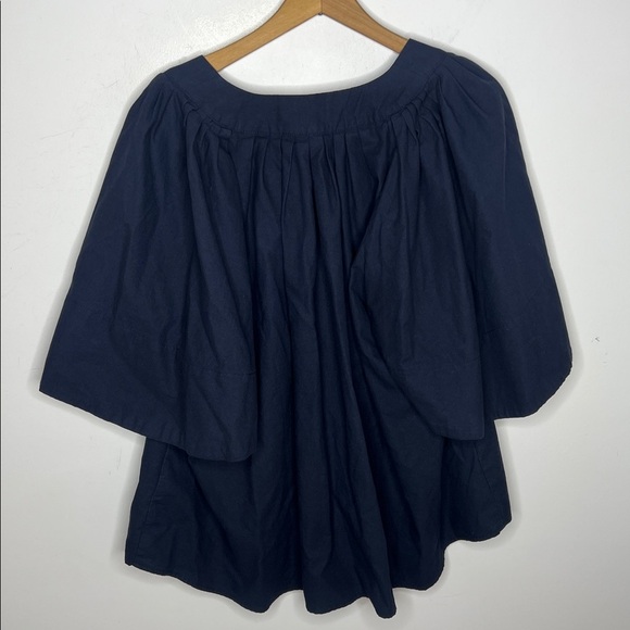 Pomander Place Tuckernuck Finley Flutter Sleeve Navy Blue Blouse Top - Picture 12 of 15